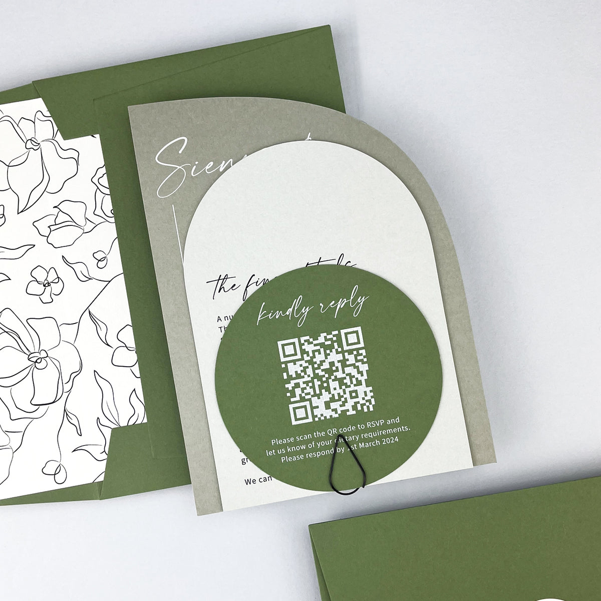 Sienna Wedding Invitation - Greens
