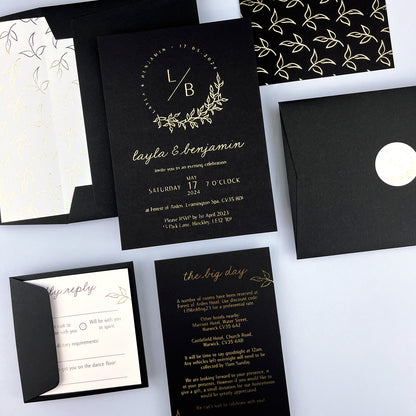 Layla Parcel Wedding Invitation - Grey/Black