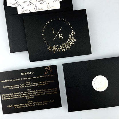 Layla Trifold Wedding Invitation - Grey/Black