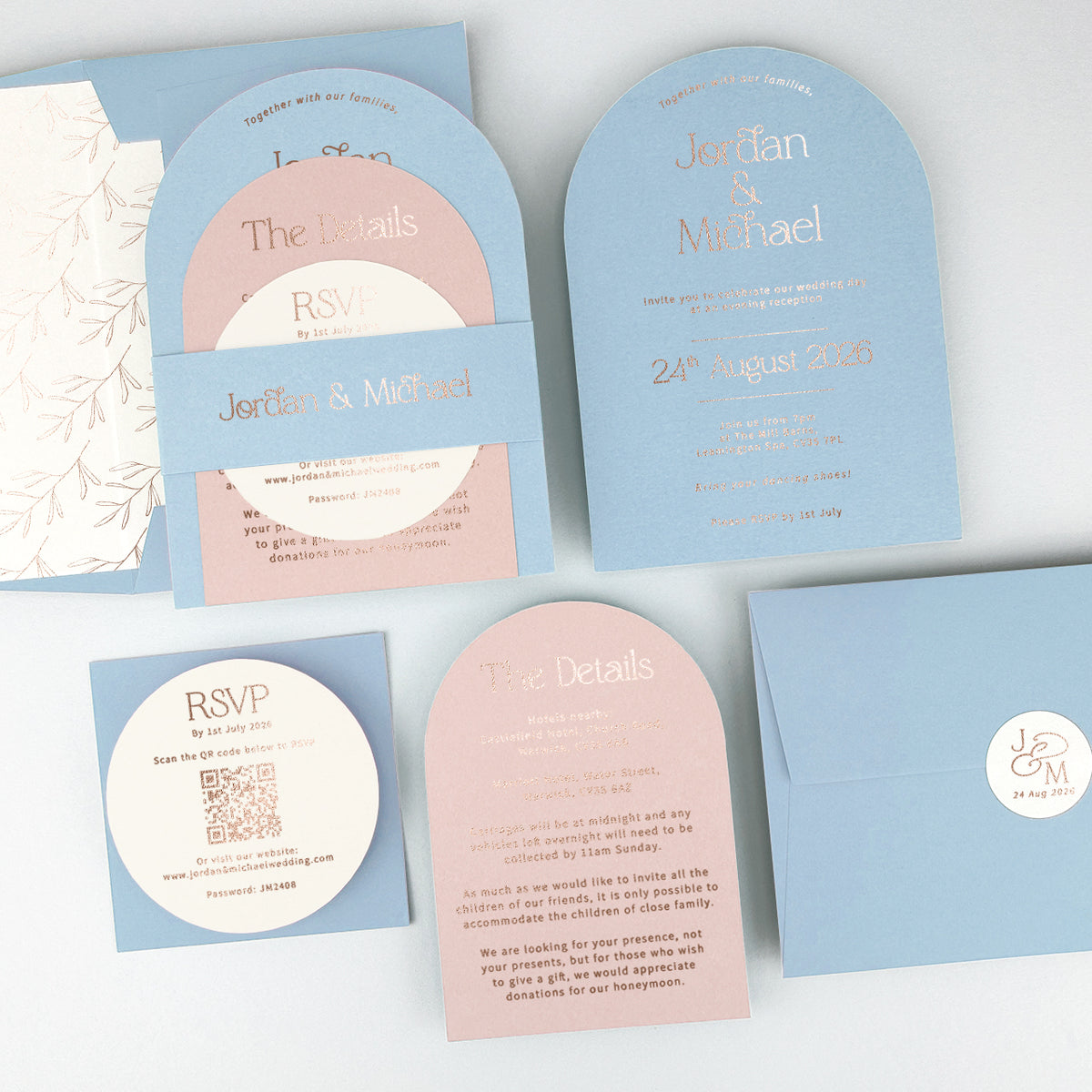 Jordan Parcel Wedding Invitation - Blues