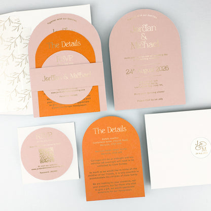 Jordan Parcel Wedding Invitation - Pinks