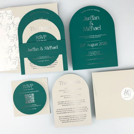 Jordan Parcel Wedding Invitation - Teal/Orange/Yellow