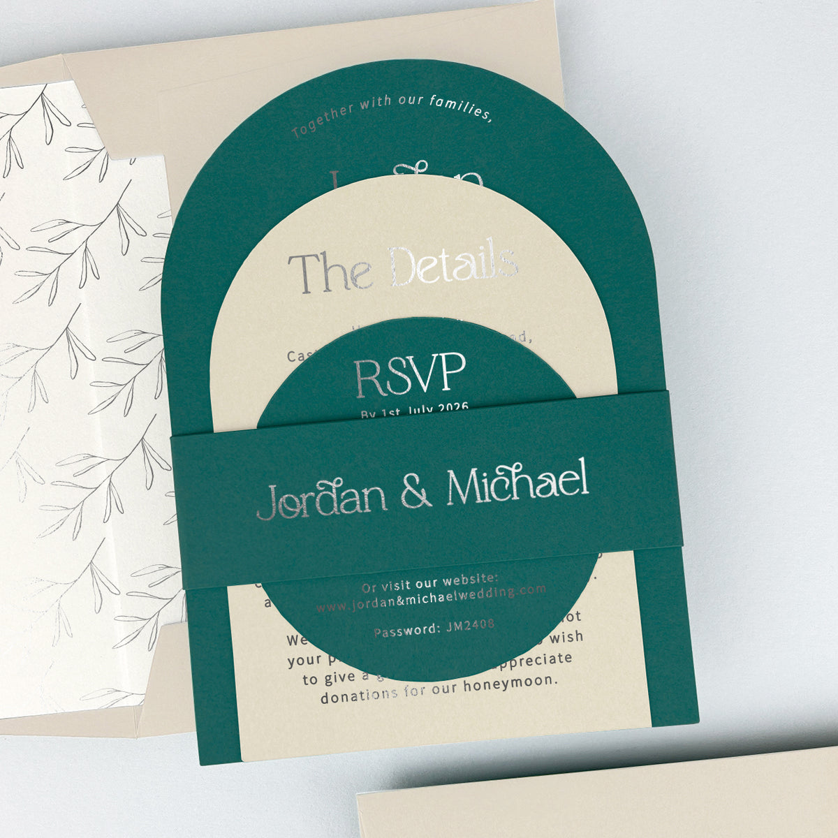 Jordan Parcel Wedding Invitation - Teal/Orange/Yellow