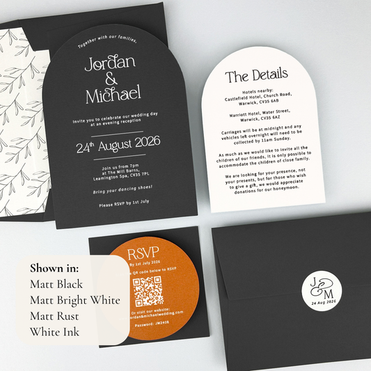 Jordan Parcel Wedding Invitation - Grey/Black