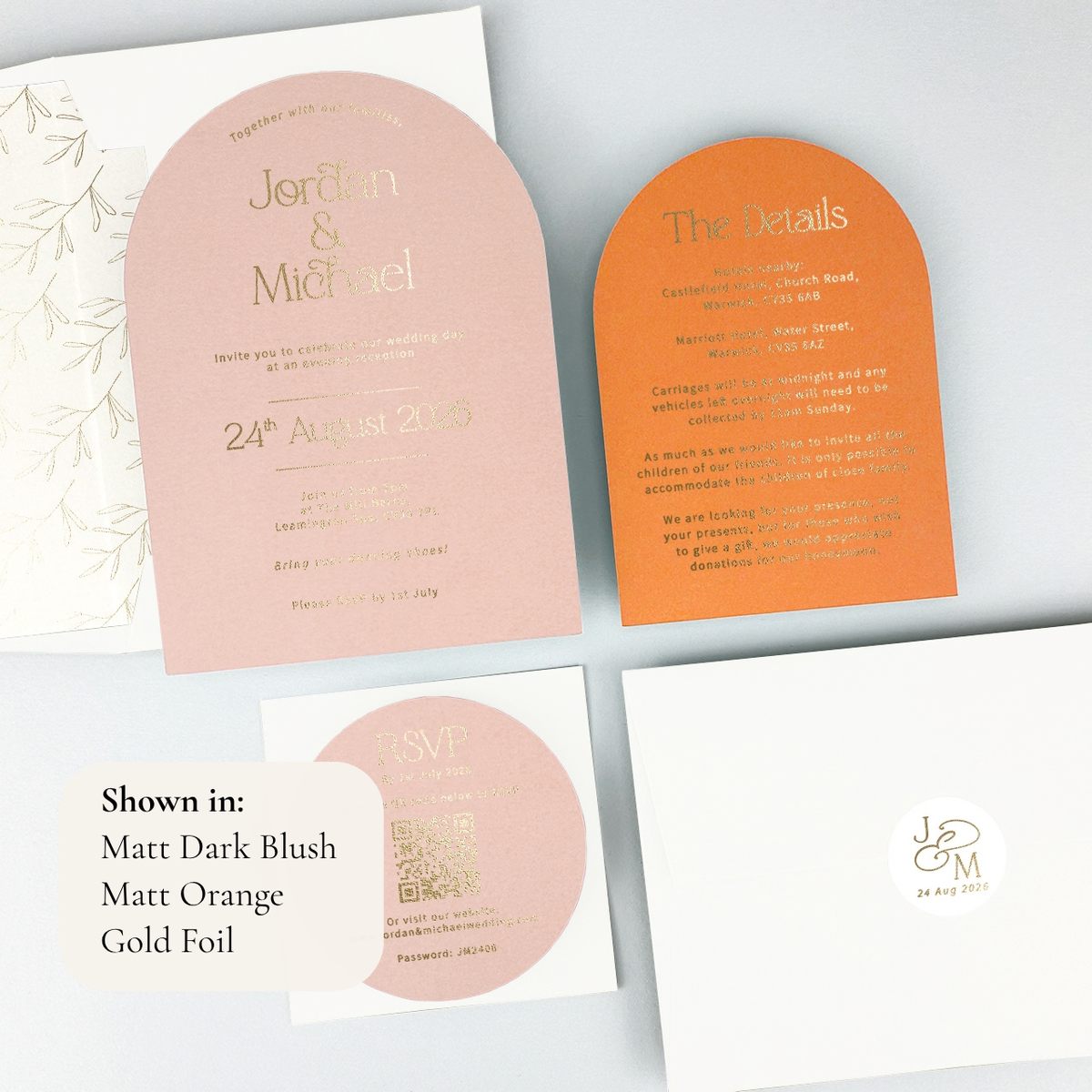 Jordan Parcel Wedding Invitation - Pinks