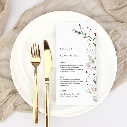 Juliet Personalised Guest Menu