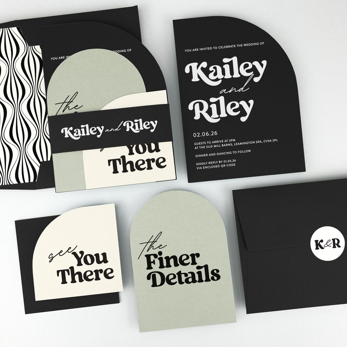 Kailey Wedding Invitation - Grey/Black