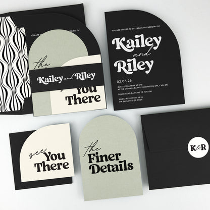 Kailey Wedding Invitation - Grey/Black