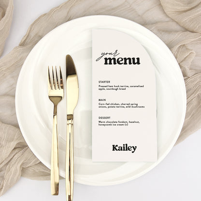 Kailey Personalised Guest Menu