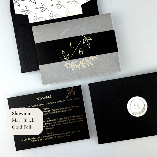 Layla Trifold Wedding Invitation - Grey/Black