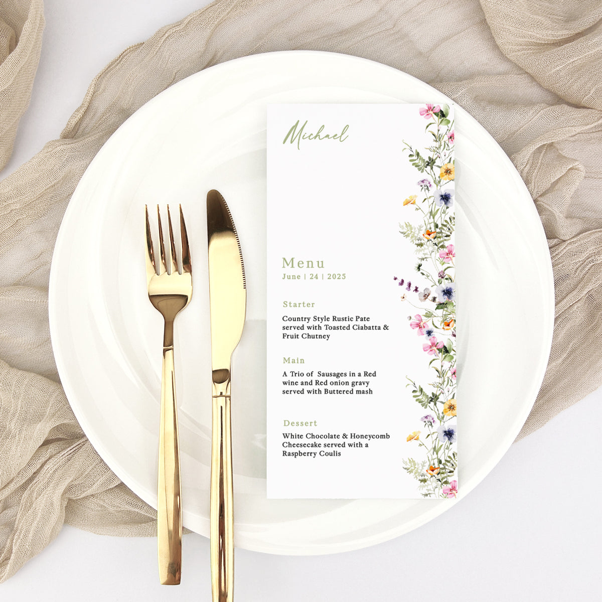Lena Personalised Guest Menu