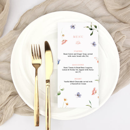 Lola Personalised Guest Menu
