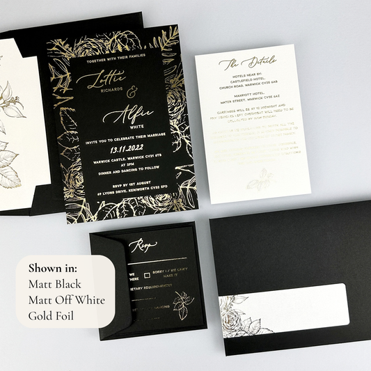 Lottie Wedding Invitation - Grey/Black