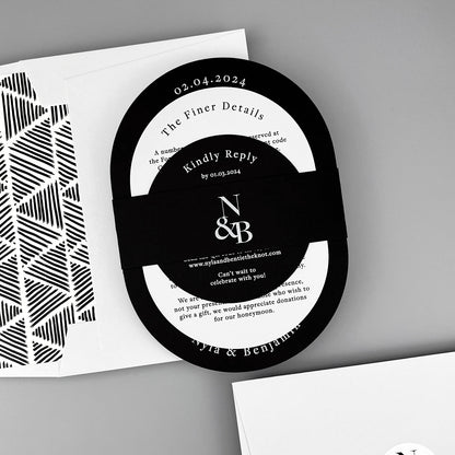 Nyla Wedding Invitation - Grey/Black