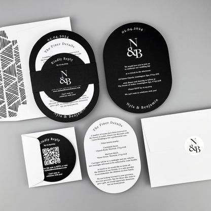 Nyla Wedding Invitation - Grey/Black