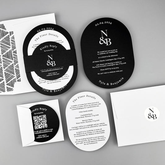 Nyla Wedding Invitation - Grey/Black