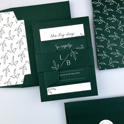 Layla Parcel Wedding Invitation - Greens