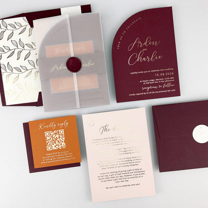 Arden Wedding Invitation - Purple/Red/Gold