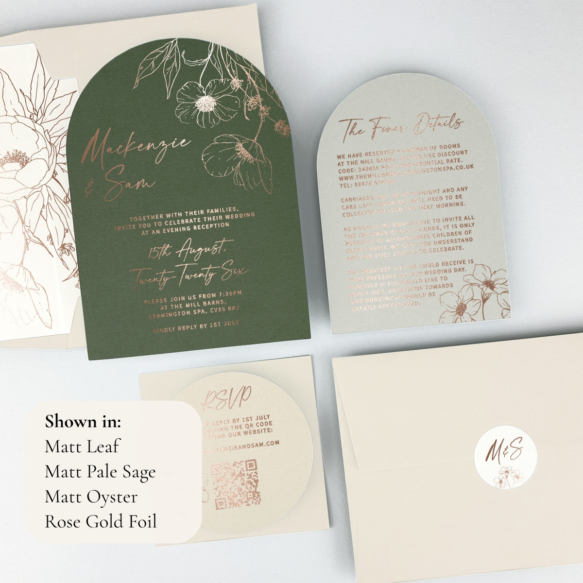 MacKenzie Parcel Wedding Invitation - Greens