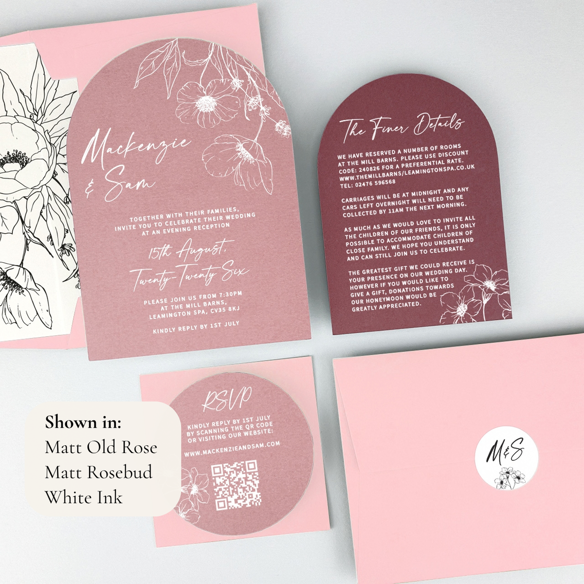 MacKenzie Parcel Wedding Invitation - Pinks