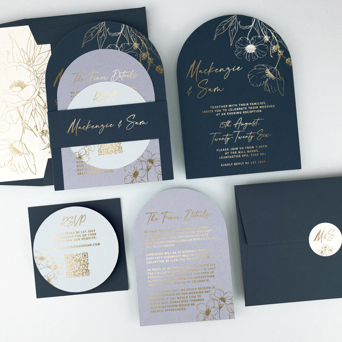 MacKenzie Parcel Wedding Invitation - Blues