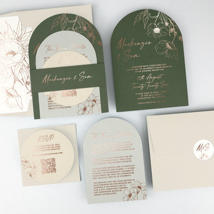 MacKenzie Parcel Wedding Invitation - Greens