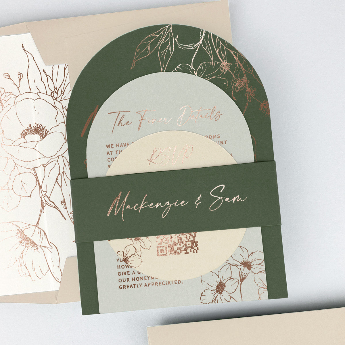 MacKenzie Parcel Wedding Invitation - Greens
