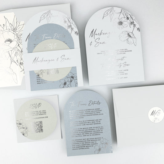 MacKenzie Parcel Wedding Invitation - Grey/Black