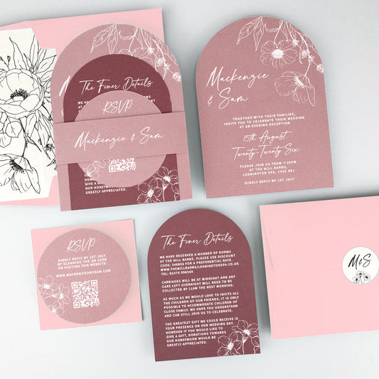 MacKenzie Parcel Wedding Invitation - Pinks