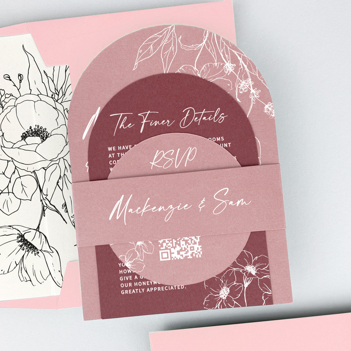 MacKenzie Parcel Wedding Invitation - Pinks