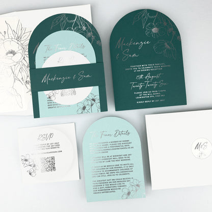 MacKenzie Parcel Wedding Invitation - Teal/Orange/Yellow