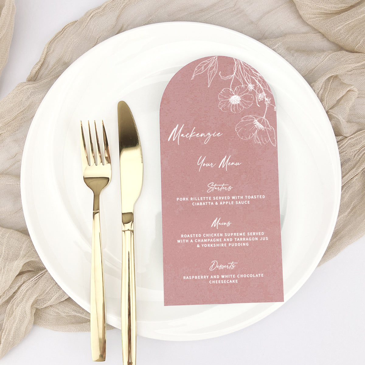 MacKenzie Personalised Guest Menu