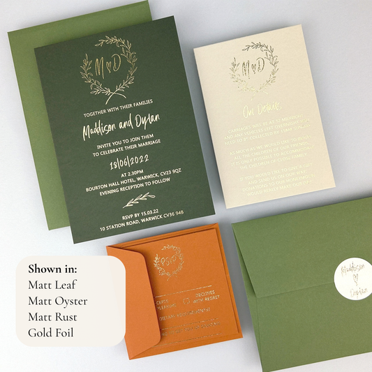 Maddison Wedding Invitation - Greens