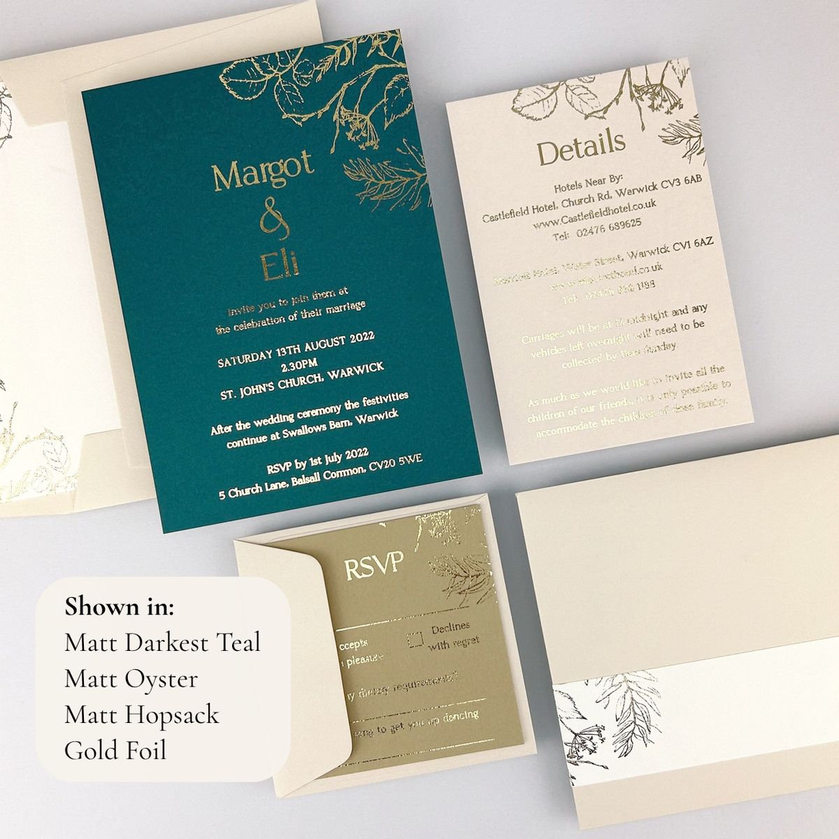 Margot Wedding Invitation - Teal/Orange/Yellow