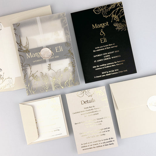 Margot Wedding Invitation - Grey/Black