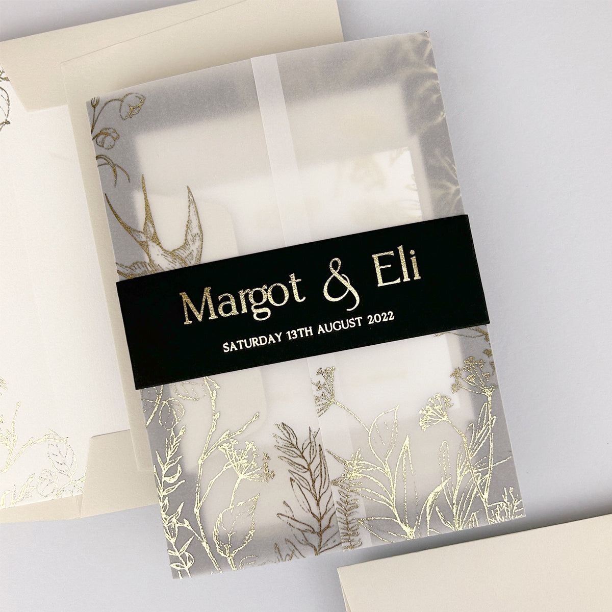 Margot Wedding Invitation - Grey/Black