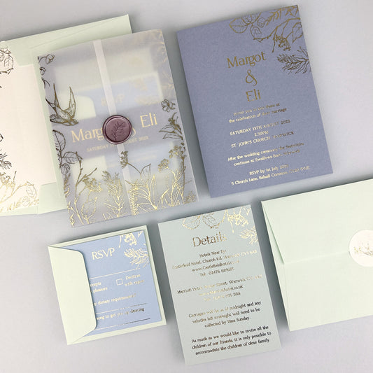 Margot Wedding Invitation - Purple/Red/Gold