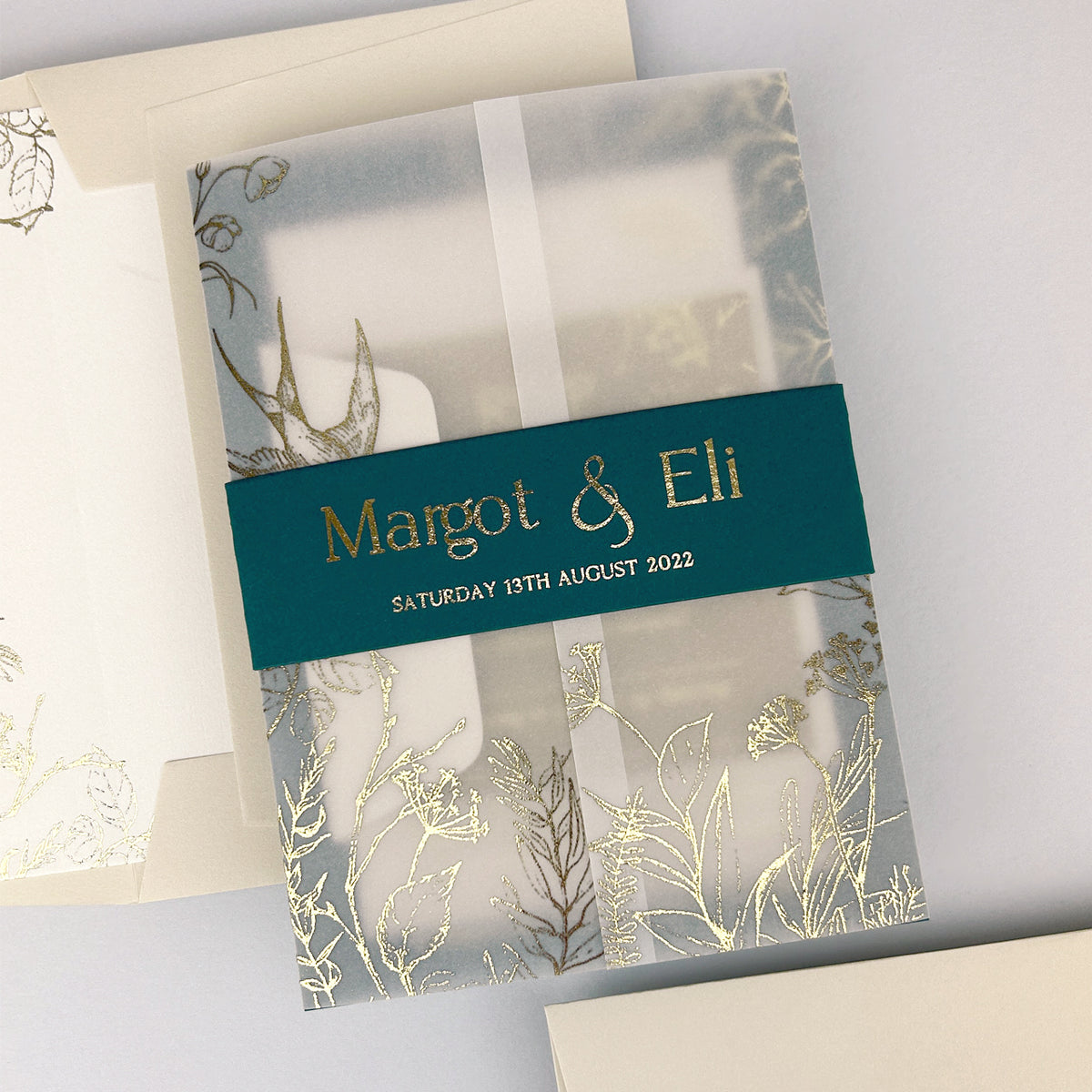 Margot Wedding Invitation - Teal/Orange/Yellow