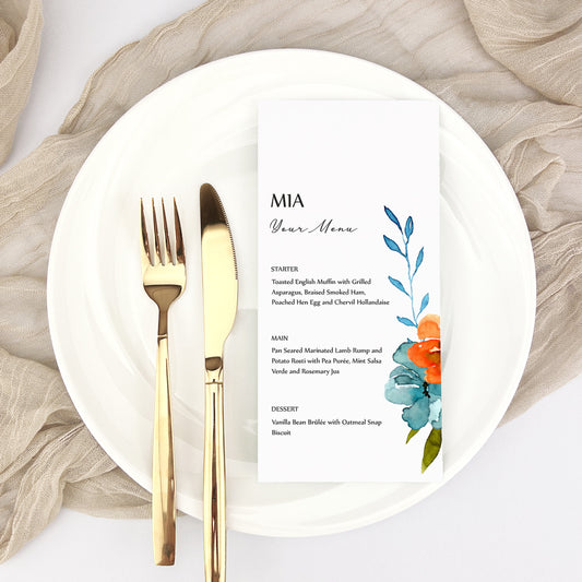 Mia Personalised Guest Menu