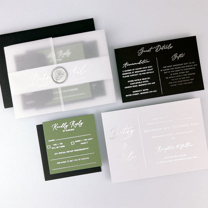 Betsy Wedding Invitation - Greys/Black