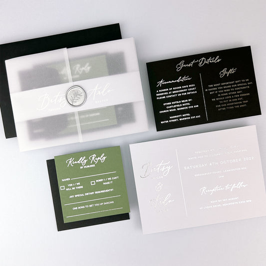 Betsy Wedding Invitation - Greys/Black