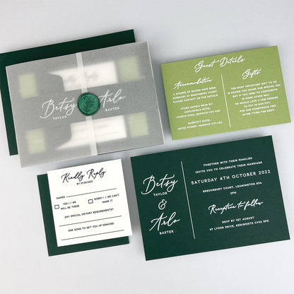 Betsy Wedding Invitation - Greens