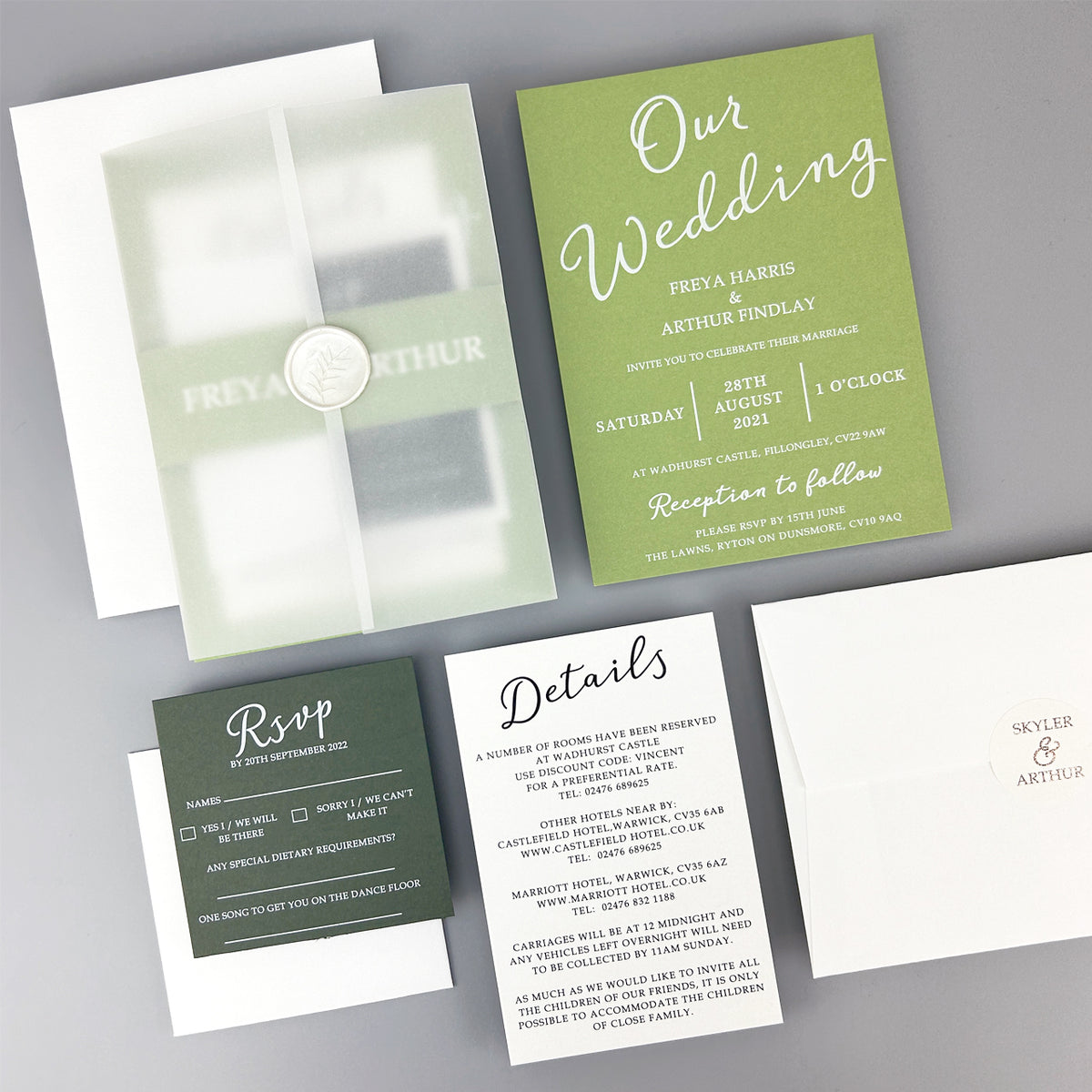Skyler Wedding Invitation - Greens