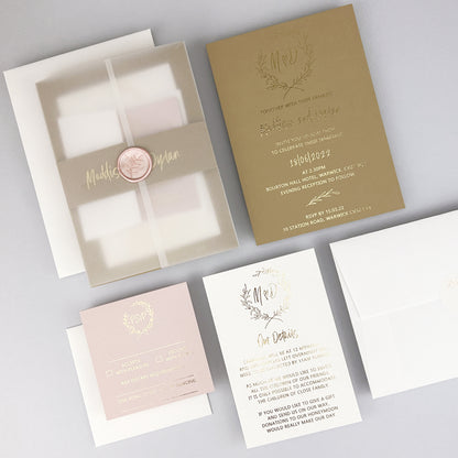 Maddison Wedding Invitation - Purple/Red/Gold