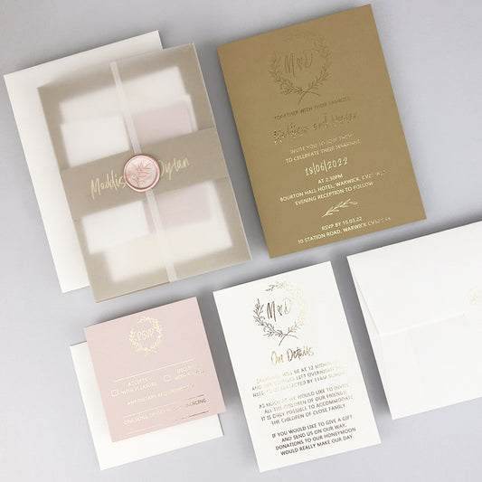 Maddison Wedding Invitation - Purple/Red/Gold