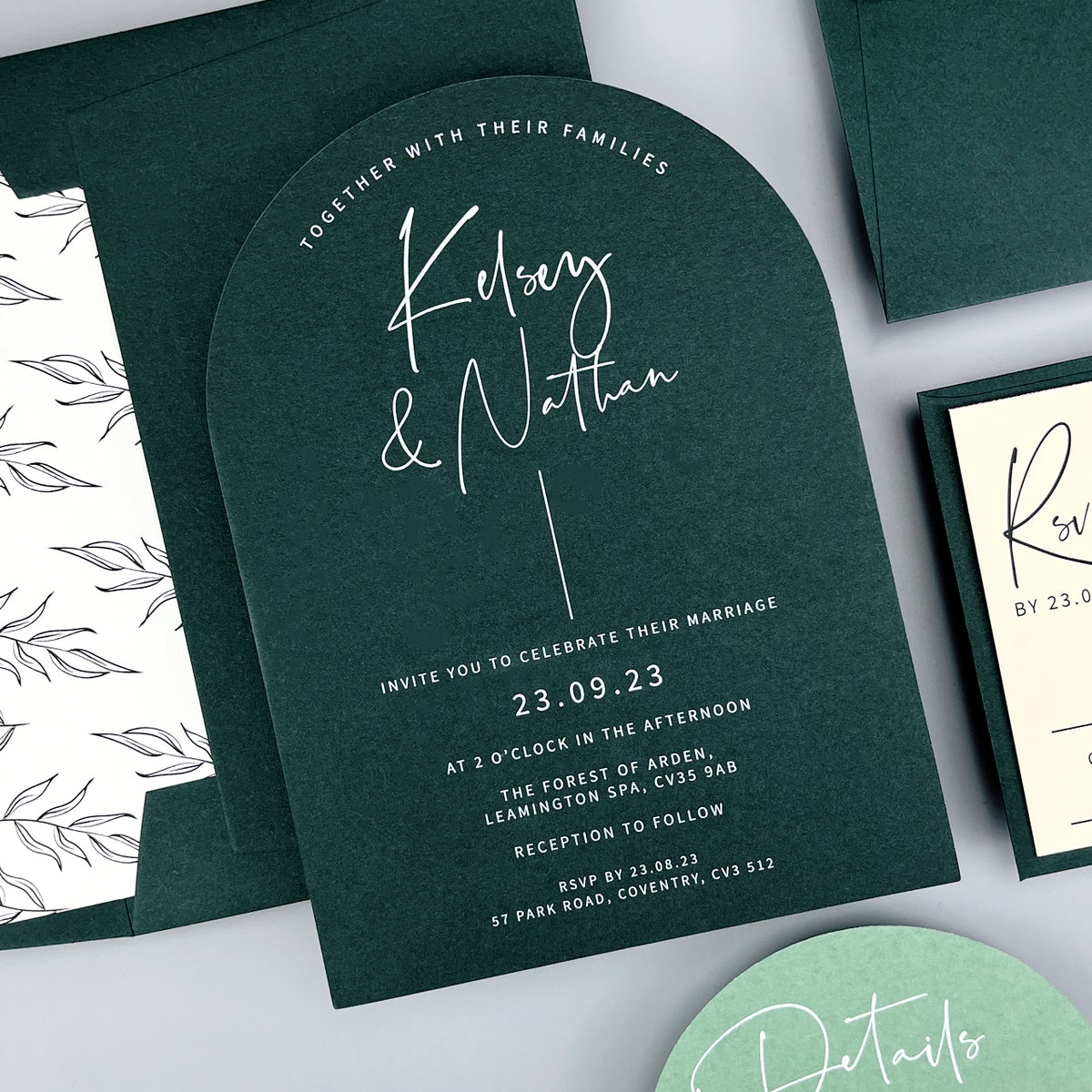 Kelsey Wedding Invitation - Greens