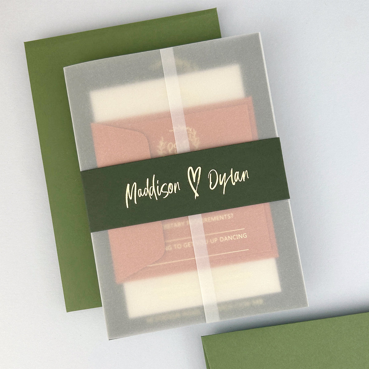 Maddison Wedding Invitation - Greens