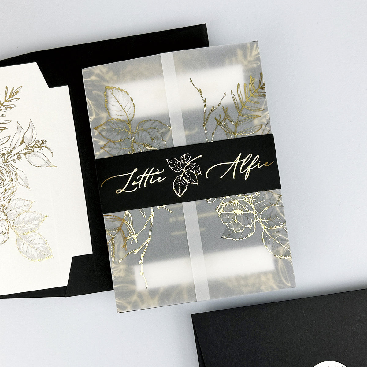 Lottie Wedding Invitation - Grey/Black