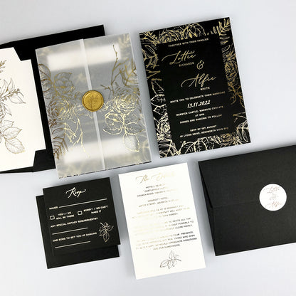 Lottie Wedding Invitation - Grey/Black
