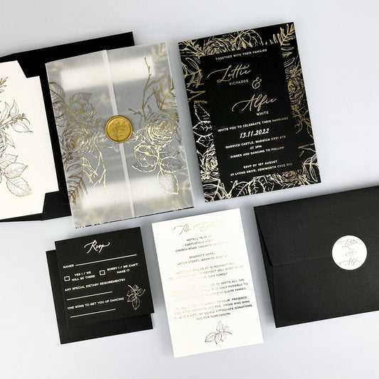 Lottie Wedding Invitation - Grey/Black